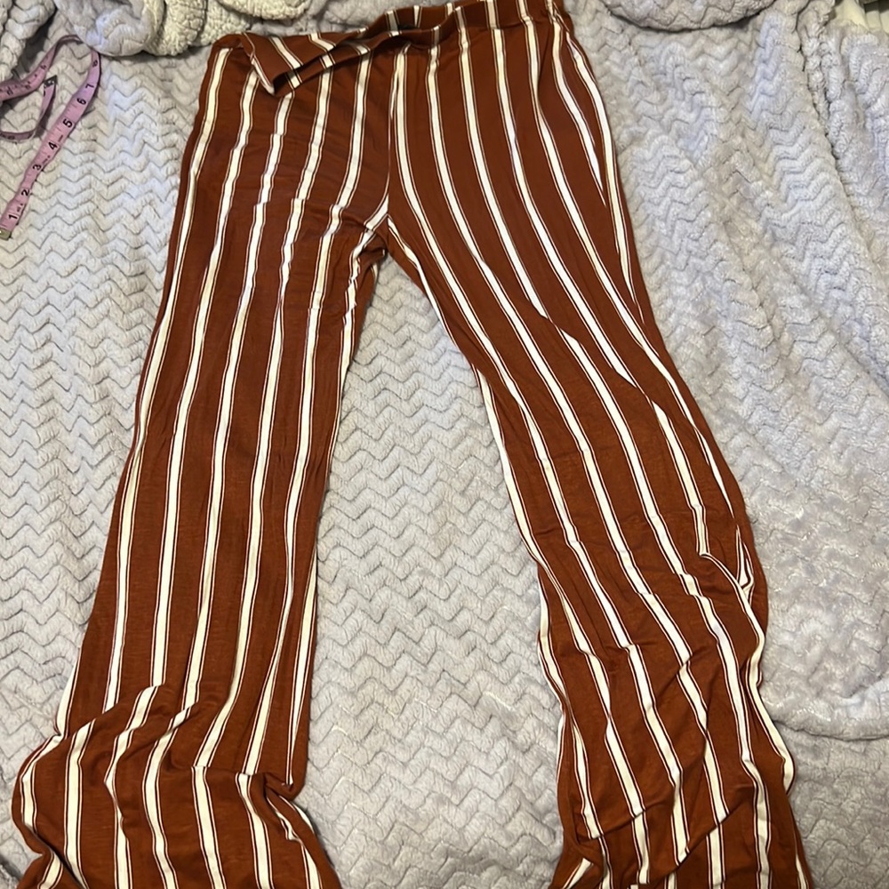 Forever 21 stripped bell bottom leggings